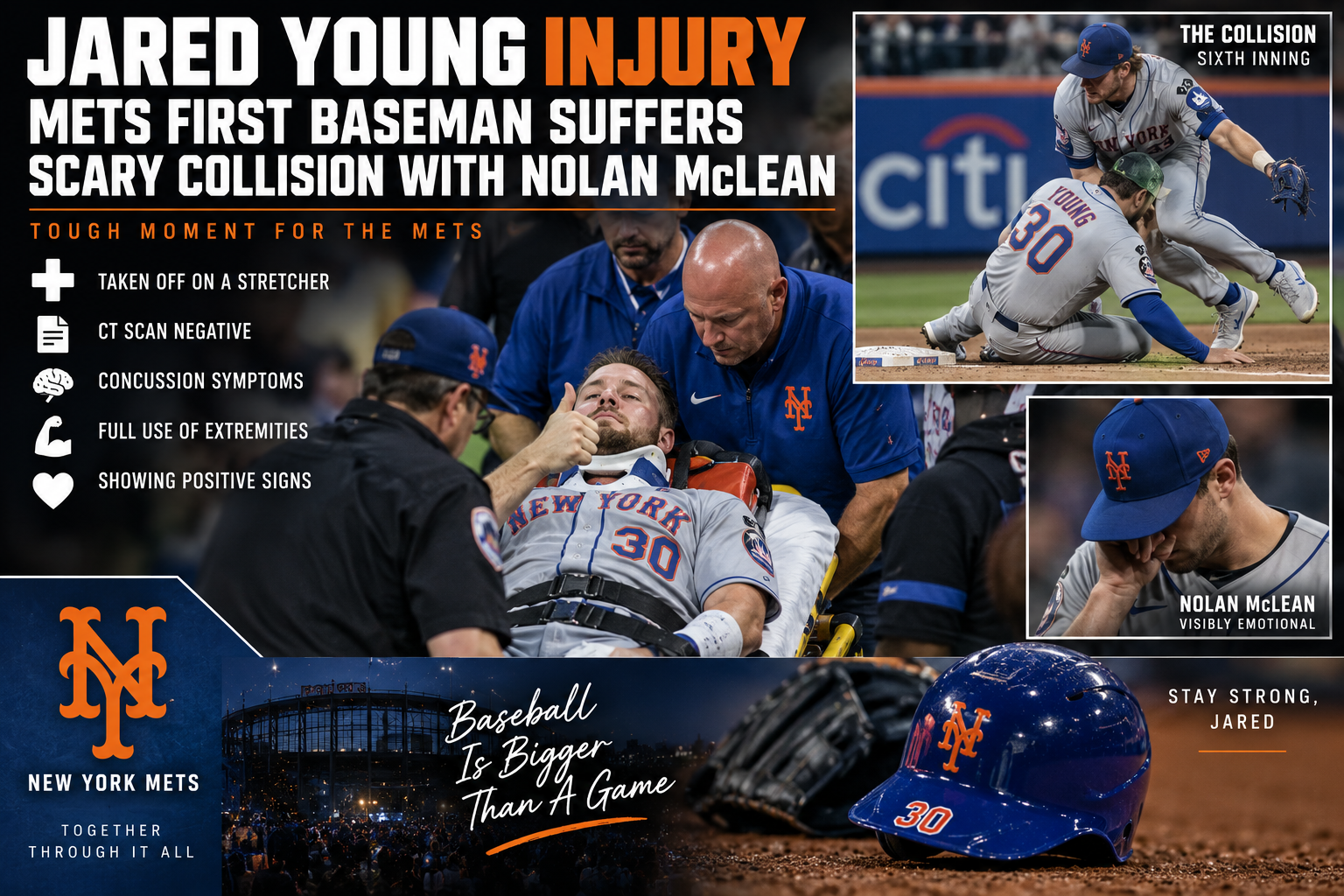 Jared Young Injury: Mets First Baseman Suffers Scary Collision With Nolan McLean