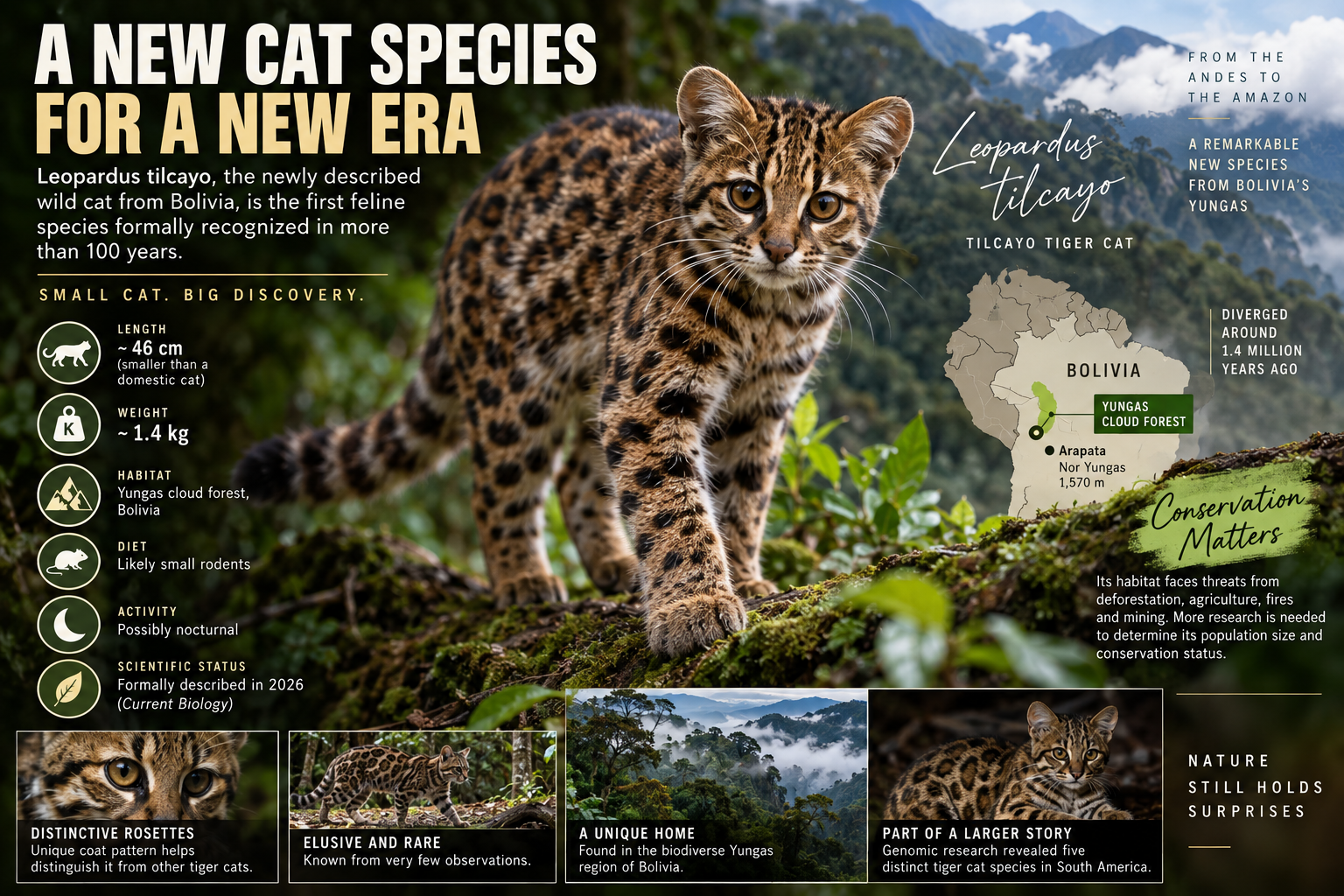 New Cat Species 2026: Meet Leopardus Tilcayo, Bolivia’s Tiny Tiger Cat