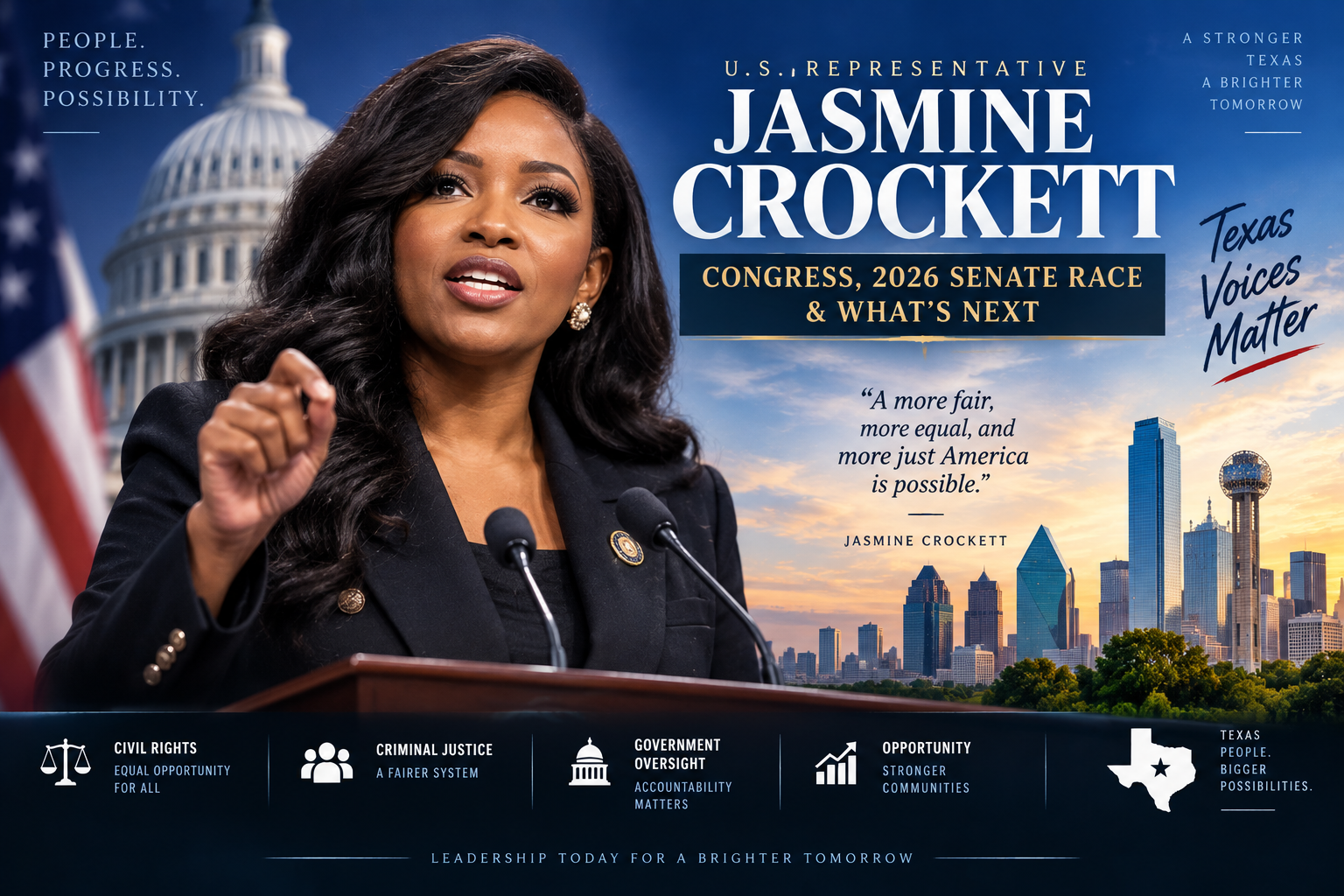 Jasmine Crockett: Biography, Career, 2026 Senate Primary & Latest News