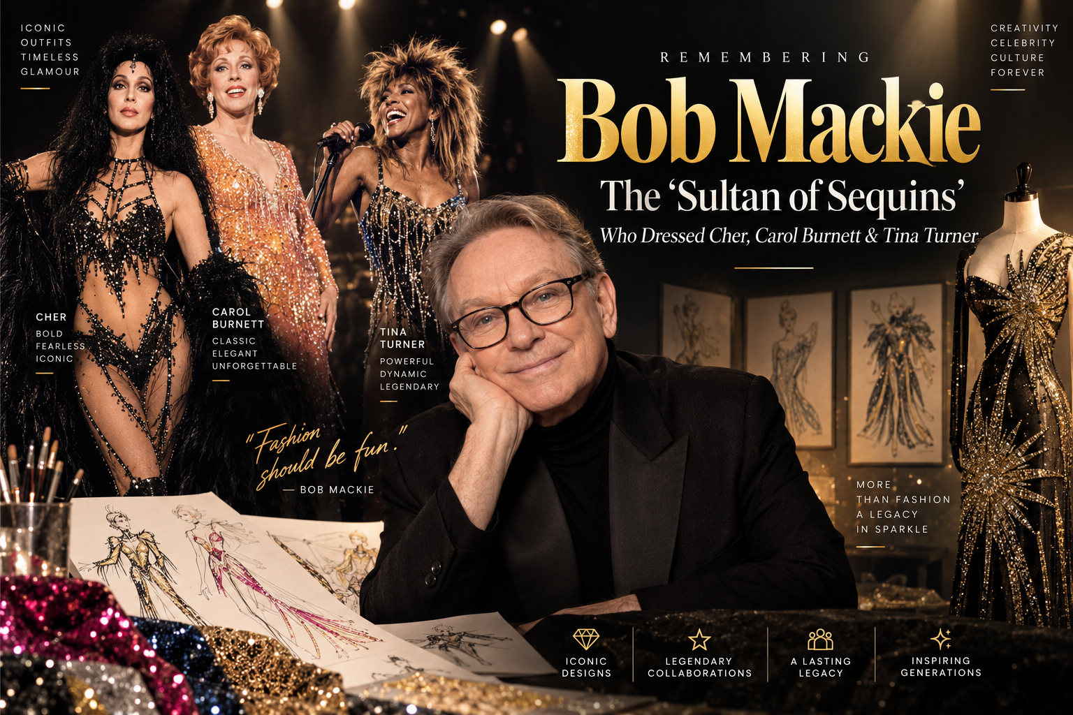 Remembering Bob Mackie: The 'Sultan of Sequins' Who Dressed Cher, Carol Burnett & Tina Turner