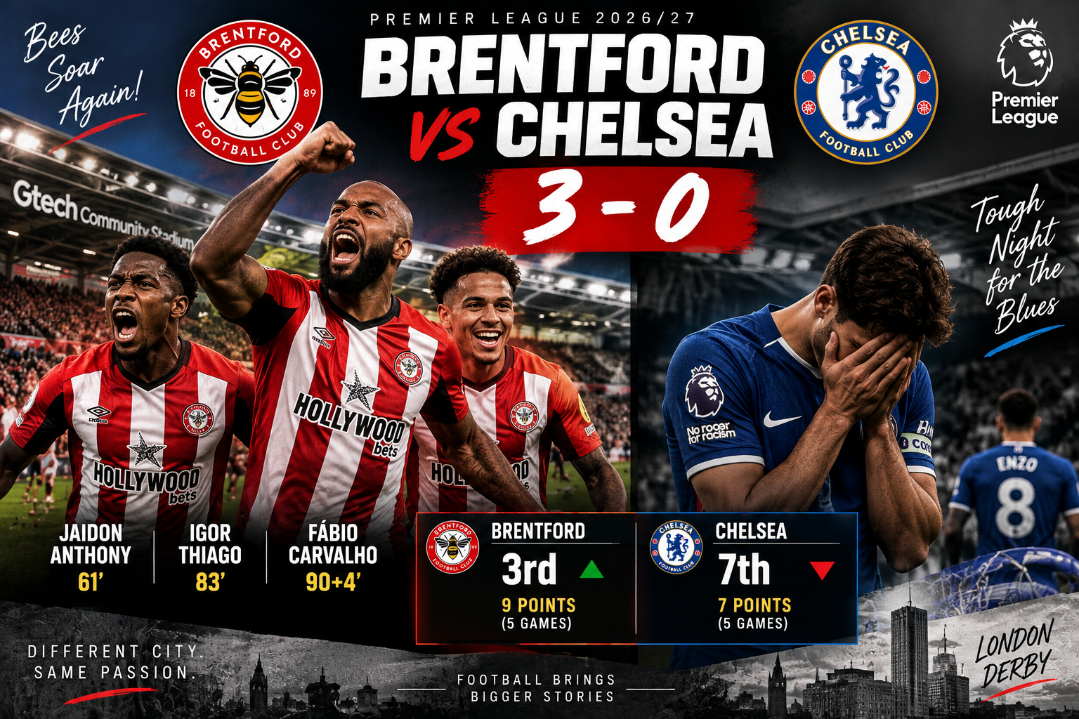 Brentford vs Chelsea Result: Brentford Win 3-0, Igor Thiago and Jaidon Anthony Score